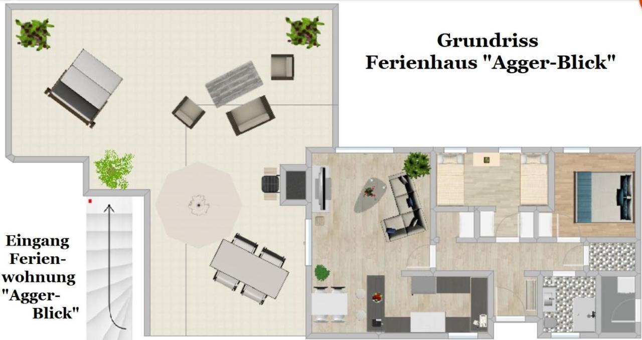 Seeblick-Ferienwohnung Im "Ferienhaus Agger-Blick" Mit Traumhafter Sonnen-Terrasse, Sauna, E-Kamin & Kajak غومرسباخ المظهر الخارجي الصورة