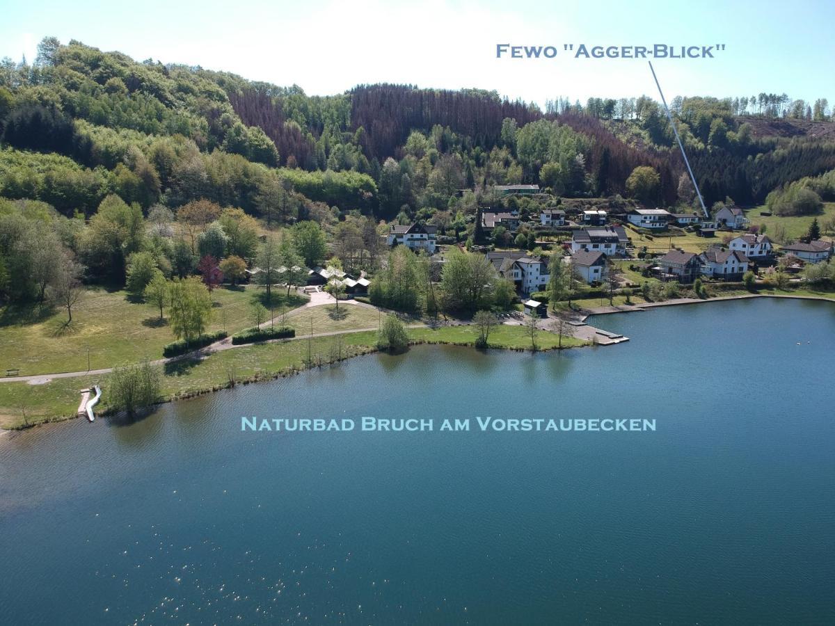 Seeblick-Ferienwohnung Im "Ferienhaus Agger-Blick" Mit Traumhafter Sonnen-Terrasse, Sauna, E-Kamin & Kajak غومرسباخ المظهر الخارجي الصورة