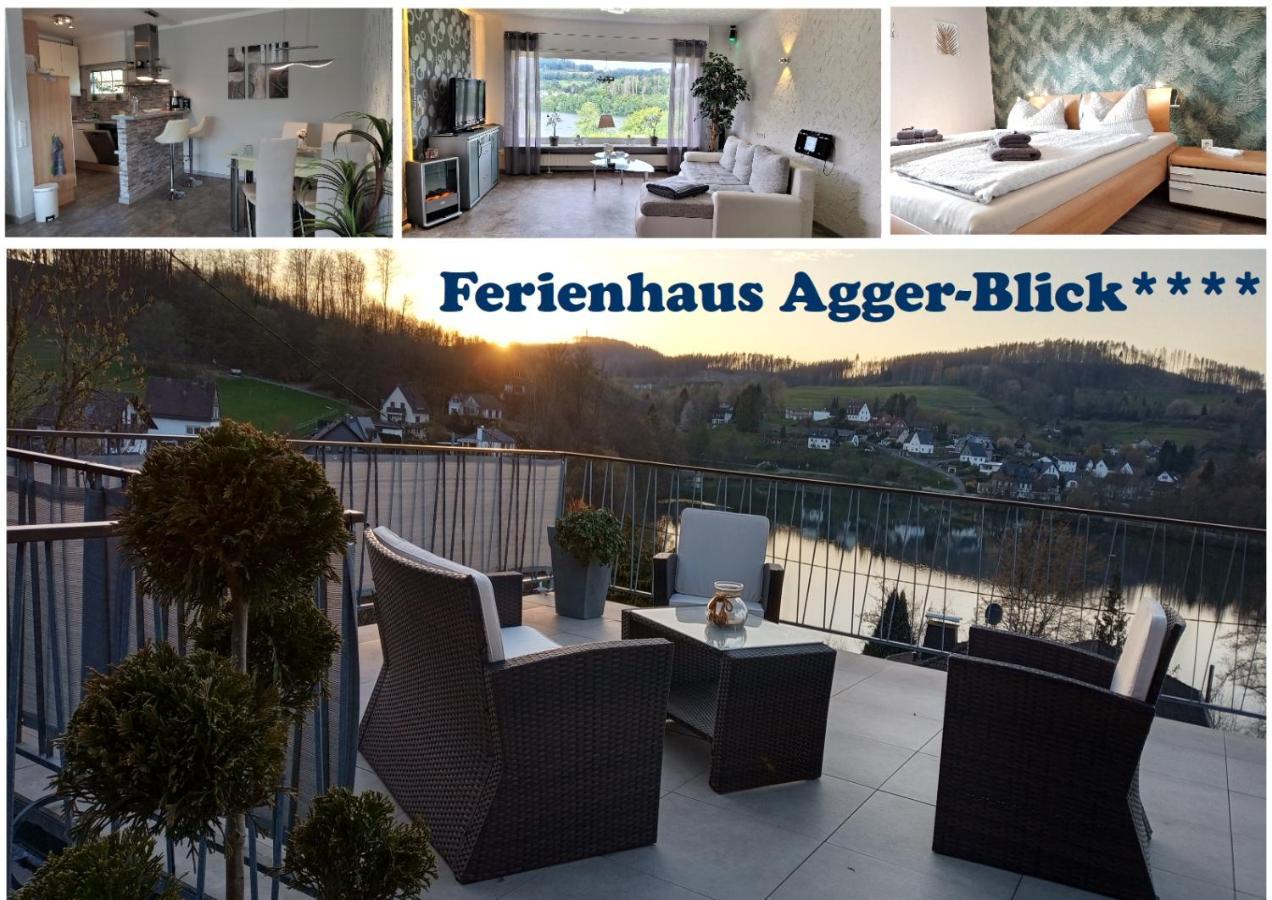 Seeblick-Ferienwohnung Im "Ferienhaus Agger-Blick" Mit Traumhafter Sonnen-Terrasse, Sauna, E-Kamin & Kajak غومرسباخ المظهر الخارجي الصورة